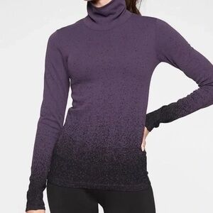 Athleta Flurry Base Layer Ombré Turtleneck, Black/ Regal Plum, Size S